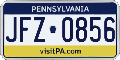 PA license plate JFZ0856