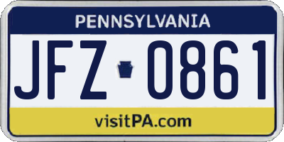 PA license plate JFZ0861