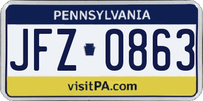 PA license plate JFZ0863