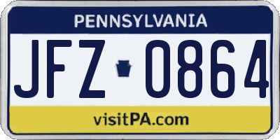 PA license plate JFZ0864