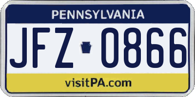 PA license plate JFZ0866