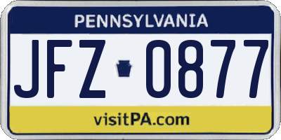 PA license plate JFZ0877
