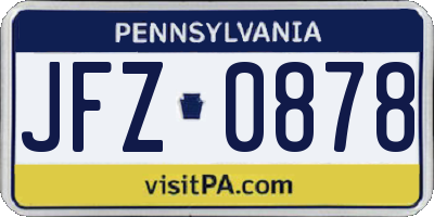 PA license plate JFZ0878