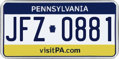 PA license plate JFZ0881