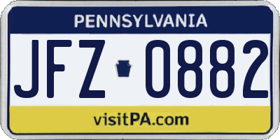 PA license plate JFZ0882