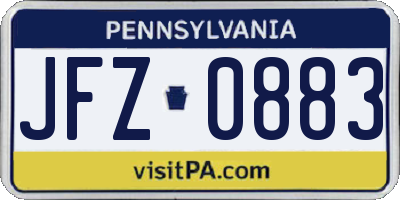 PA license plate JFZ0883