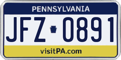 PA license plate JFZ0891