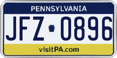 PA license plate JFZ0896