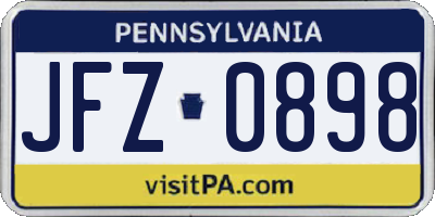 PA license plate JFZ0898