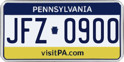 PA license plate JFZ0900