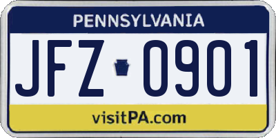 PA license plate JFZ0901