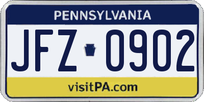 PA license plate JFZ0902