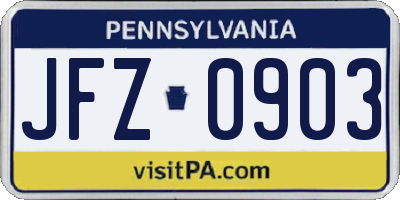 PA license plate JFZ0903