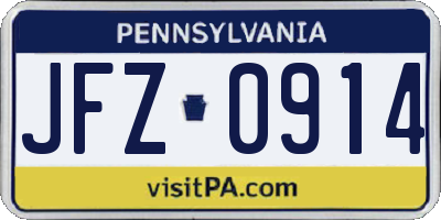 PA license plate JFZ0914