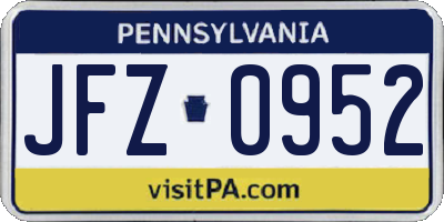 PA license plate JFZ0952
