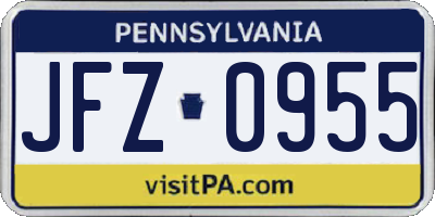PA license plate JFZ0955