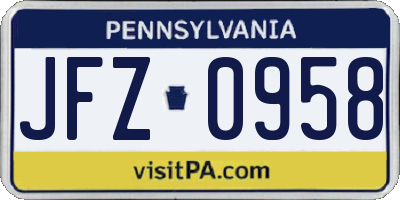 PA license plate JFZ0958