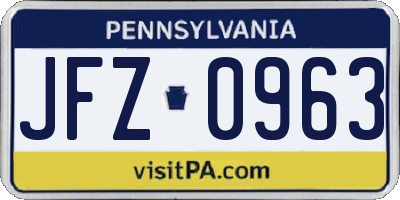 PA license plate JFZ0963