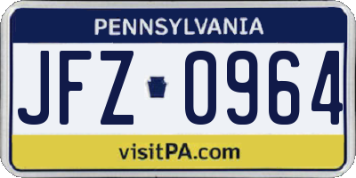 PA license plate JFZ0964
