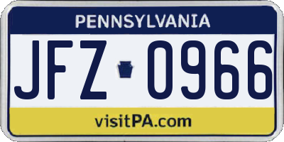 PA license plate JFZ0966