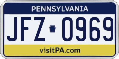 PA license plate JFZ0969