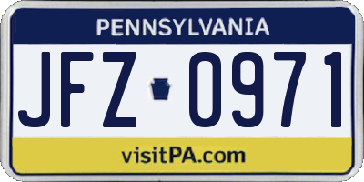 PA license plate JFZ0971