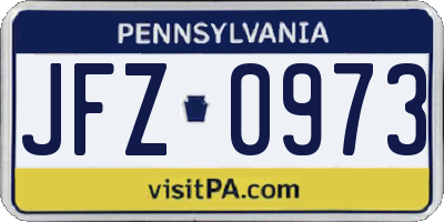 PA license plate JFZ0973