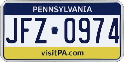 PA license plate JFZ0974