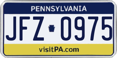 PA license plate JFZ0975
