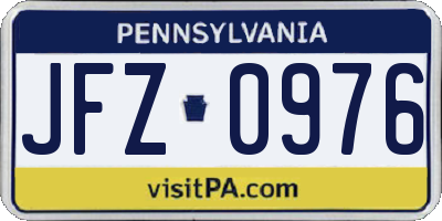 PA license plate JFZ0976