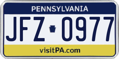 PA license plate JFZ0977