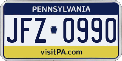PA license plate JFZ0990