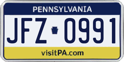 PA license plate JFZ0991