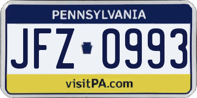 PA license plate JFZ0993