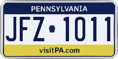 PA license plate JFZ1011
