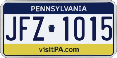 PA license plate JFZ1015