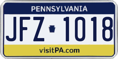 PA license plate JFZ1018