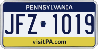PA license plate JFZ1019