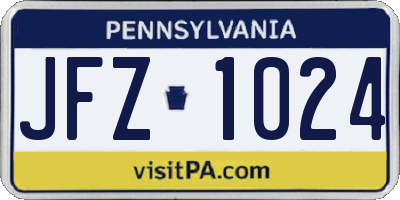 PA license plate JFZ1024
