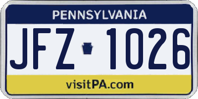 PA license plate JFZ1026