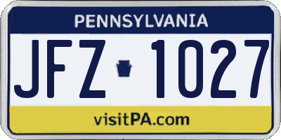 PA license plate JFZ1027