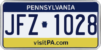 PA license plate JFZ1028