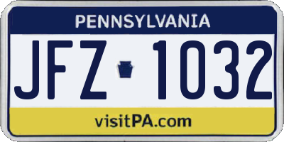 PA license plate JFZ1032