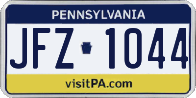 PA license plate JFZ1044