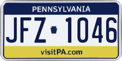 PA license plate JFZ1046