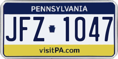 PA license plate JFZ1047