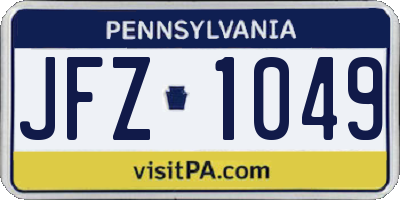 PA license plate JFZ1049