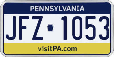 PA license plate JFZ1053