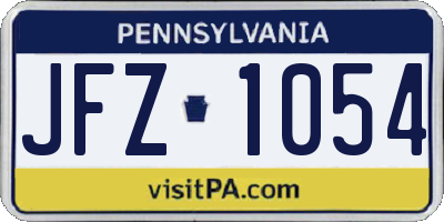 PA license plate JFZ1054