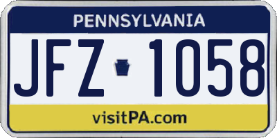 PA license plate JFZ1058